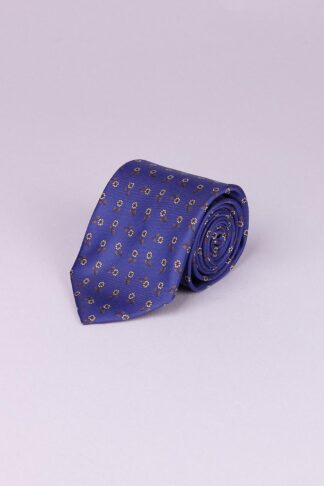 Plava kravata sa braon cvetovima