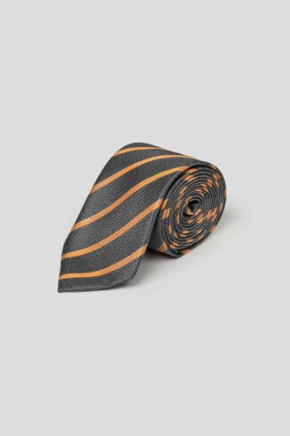 Siva kravata sa narandžastim detaljima