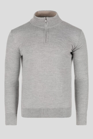 Sivi half zip džemper merino vuna 130B