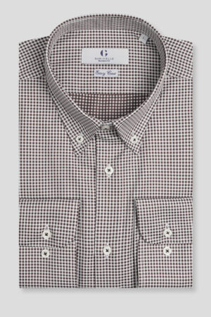 Belo braon karirana BD košulja regular slim fit 705U