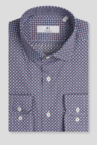 Bordo print košulja sa plavim detaljima slim fit (753J)