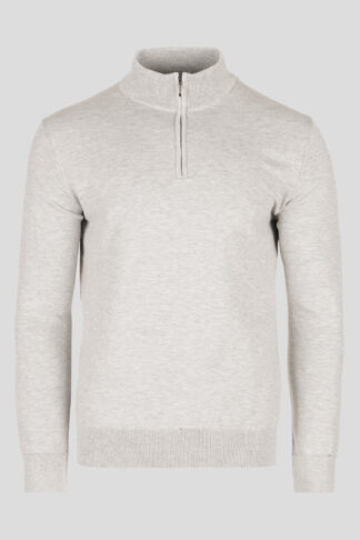 Sivi half zip pamučni džemper 130D