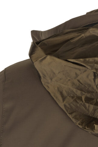 Braon duga jakna sa skrivenom kapuljačom 633D