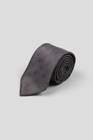 Siva kravata sa crveno plavim detaljima