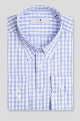 Belo  plava karirana košulja regular slim fit 705T