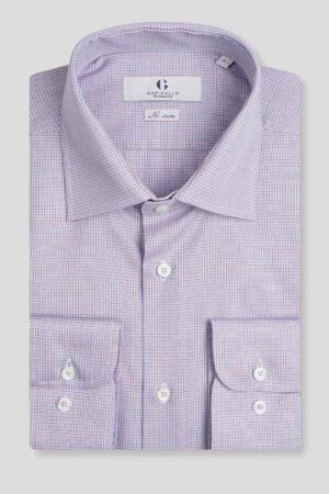 No iron plavo crvena karirana košulja regular slim fit 709J