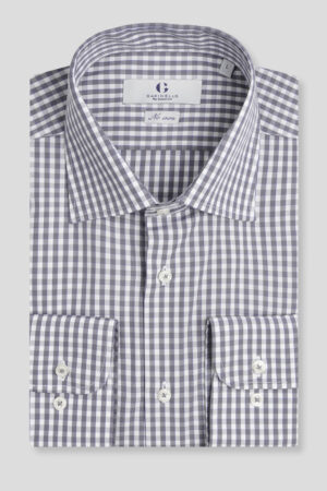 No iron sivo bela karirana košulja regular slim fit 709J
