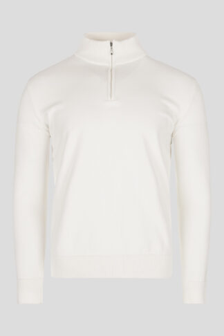 Beli half zip pamučni džemper 130E