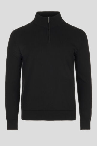 Crni half zip pamučni džemper 130E