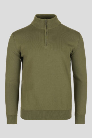 Zeleni half zip pamučni džemper 130E