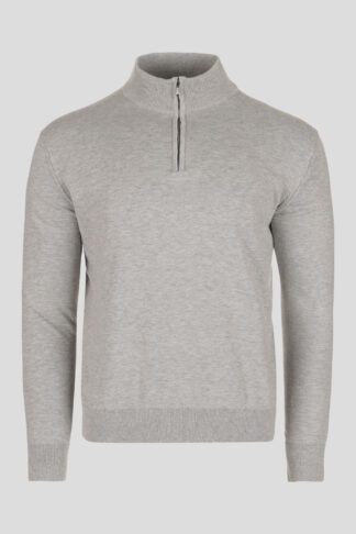 Sivi half zip pamučni džemper 130F