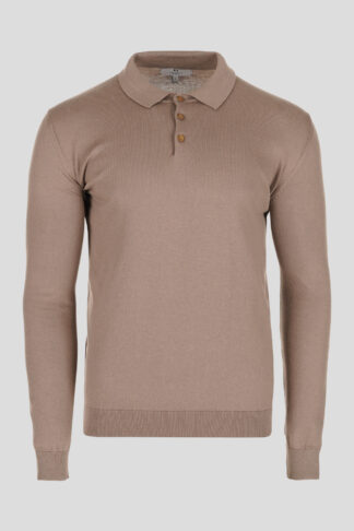 Braon lagani pamučni džemper sa kragnom 131B