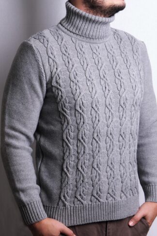 Siva  rolka sa pletenicom vuna 0107A