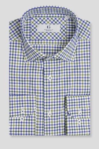 Belo plavo zelena karirana košulja slim fit (753N)