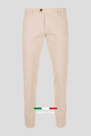 Bež pantalone od twill pamuka slim kroja