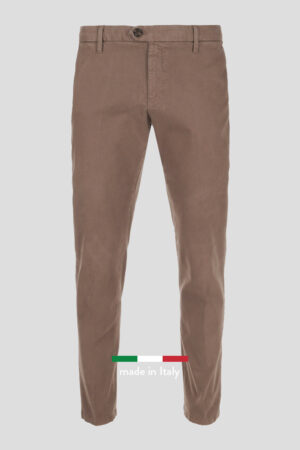 Braon pantalone od twill pamuka slim kroja