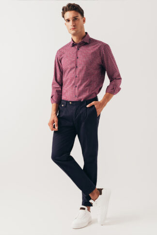 Crveno teget karirana košulja sa soft kragnom (783C)