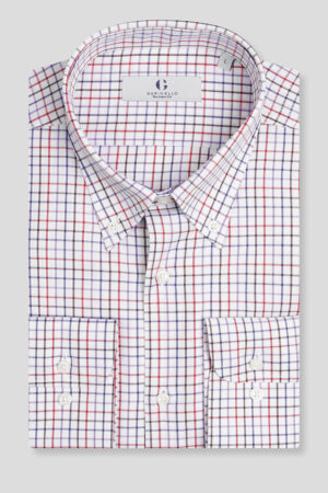 Crveno teget bela karirana košulja regular slim fit