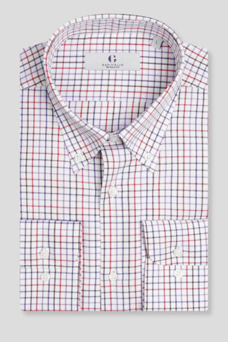 Crveno teget bela karirana košulja regular slim fit