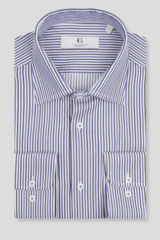 Teget plava prugasta košulja slim fit 761F