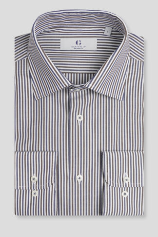 Teget braon prugasta košulja slim fit 761H