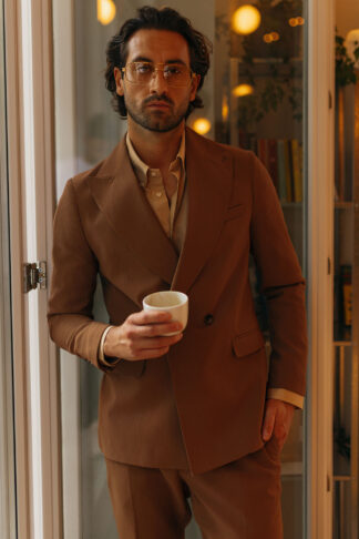 Bež herringbone košulja regular slim fit 705Z