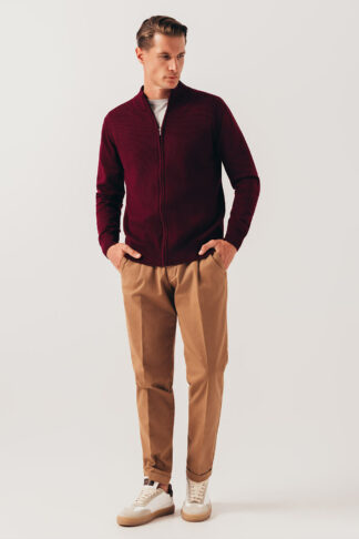 Bordo rebrasti zip džemper 120C