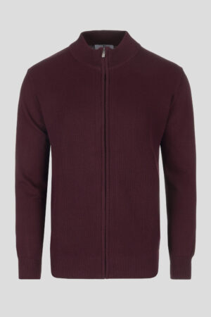 Bordo rebrasti zip džemper 120C