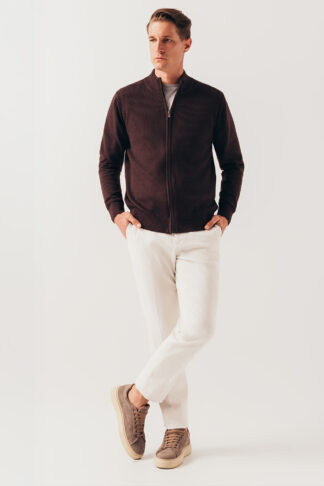 Braon rebrasti zip džemper 120C