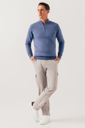 Plavi lagani half zip džemper 130M