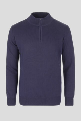 Teget half zip pamučni džemper 126F