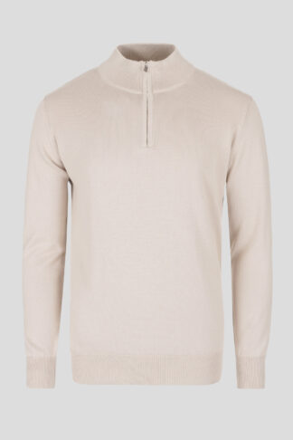 Bež half zip pamučni džemper126F