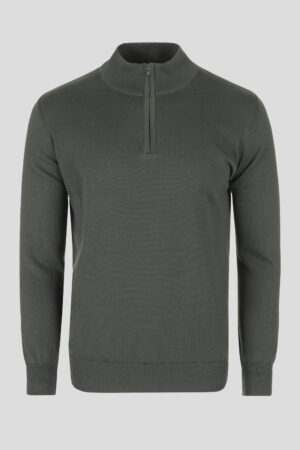 Zeleni half zip pamučni džemper126F