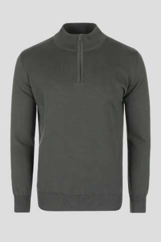 Zeleni half zip pamučni džemper126F