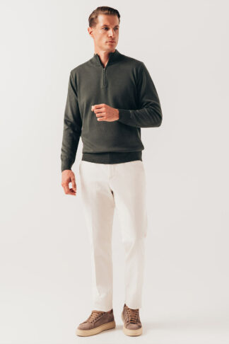 Zeleni half zip pamučni džemper 130L