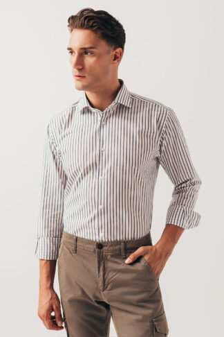 Teget zelena prugasta košulja sa francuskom kragnom (784A)