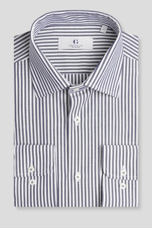 Teget-bela prugasta košulja slim fit (761I)
