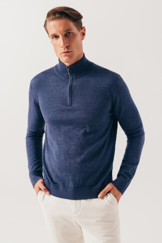 Plavi half zip džemper merino vuna 130K