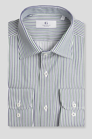 Teget-zelena prugasta košulja slim fit (761J)