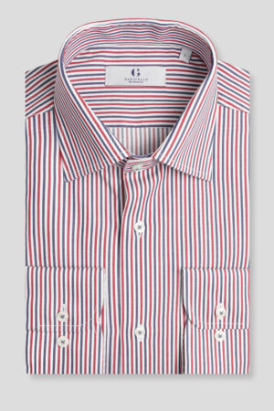 Teget-crvena prugasta košulja slim fit (761J)