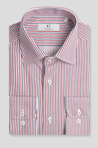 Teget-crvena prugasta košulja slim fit (761J)