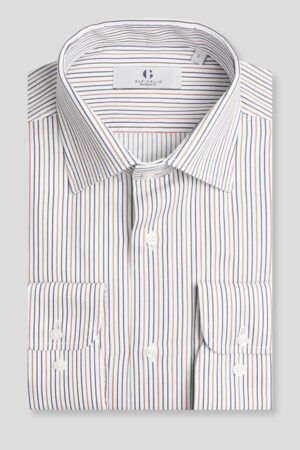 Teget-narandžasta prugasta košulja slim fit (761J)
