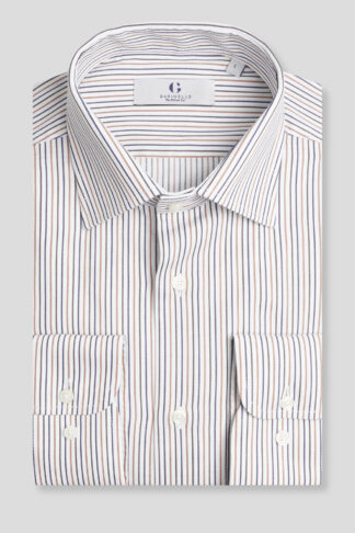 Teget-narandžasta prugasta košulja slim fit (761J)