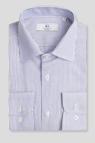 Teget-bela prugasta košulja slim fit (761J)