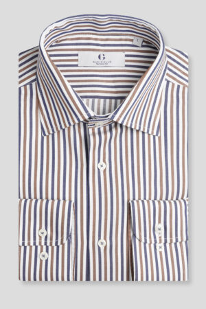 Teget-braon prugasta košulja slim fit (761J)