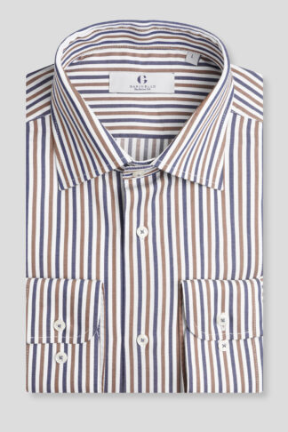 Teget-braon prugasta košulja slim fit (761J)