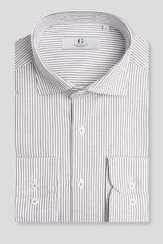 Braon prugasta košulja sa soft kragnom (783D)