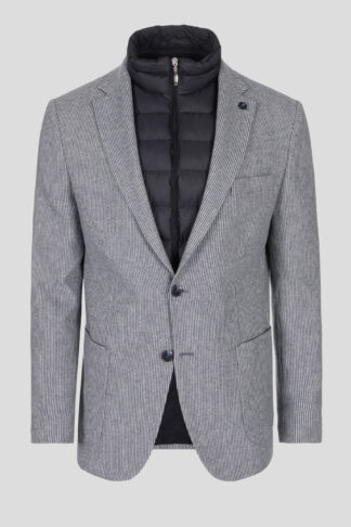 Svetloplavi melanž vuneni sako sa umetkom 660B