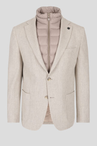 Bež melanž vuneni sako sa umetkom 660B