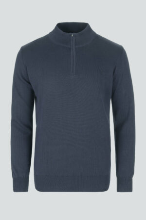 Plavi half zip pamučni džemper 126F